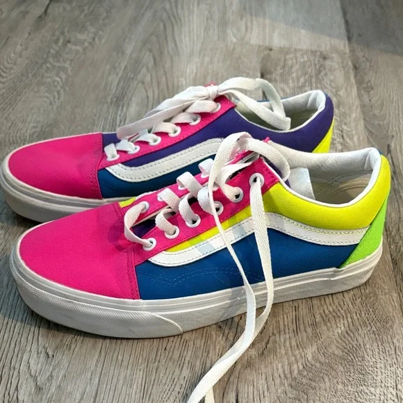 Vans Kids Sneakers in Pink, Blue, and Yellow - Picture 3 of 6